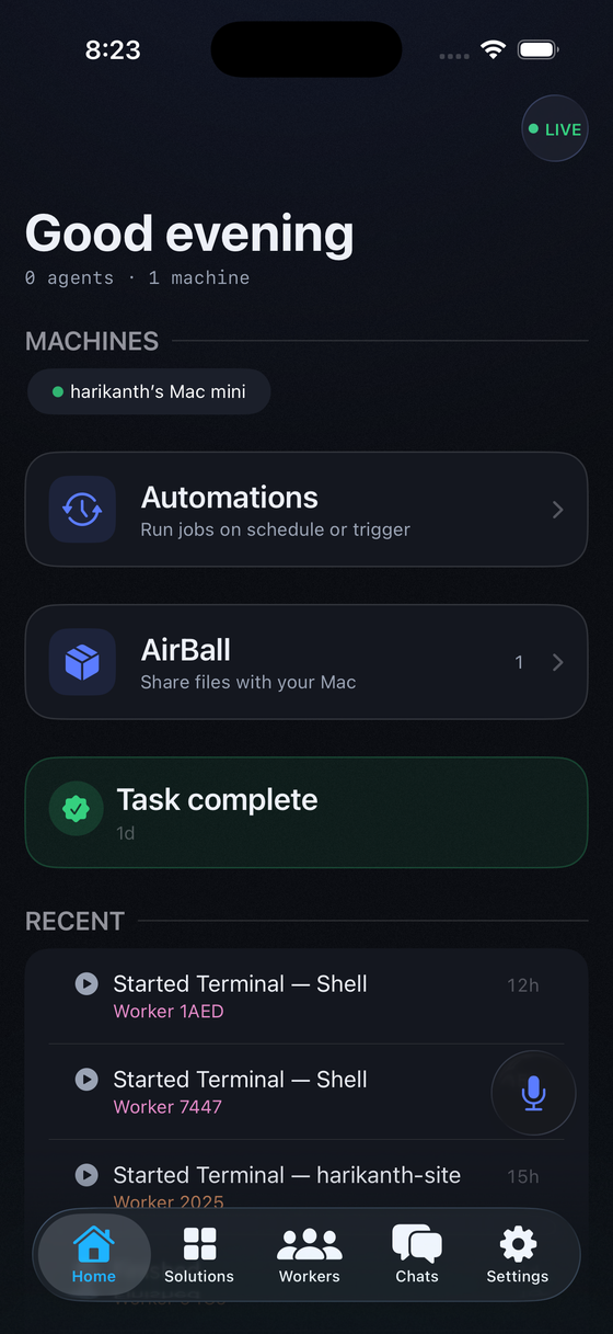 Operator home on iPhone